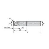 Solid Carbide End Mills • Roughers • Series 4QN3 • Radius • Neck • Inch - Big-tools Industrial Supply Tools for Metal Cutting